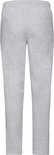 Lichtgrijze joggingbroek met rechte pijpen, van achteren getoond.