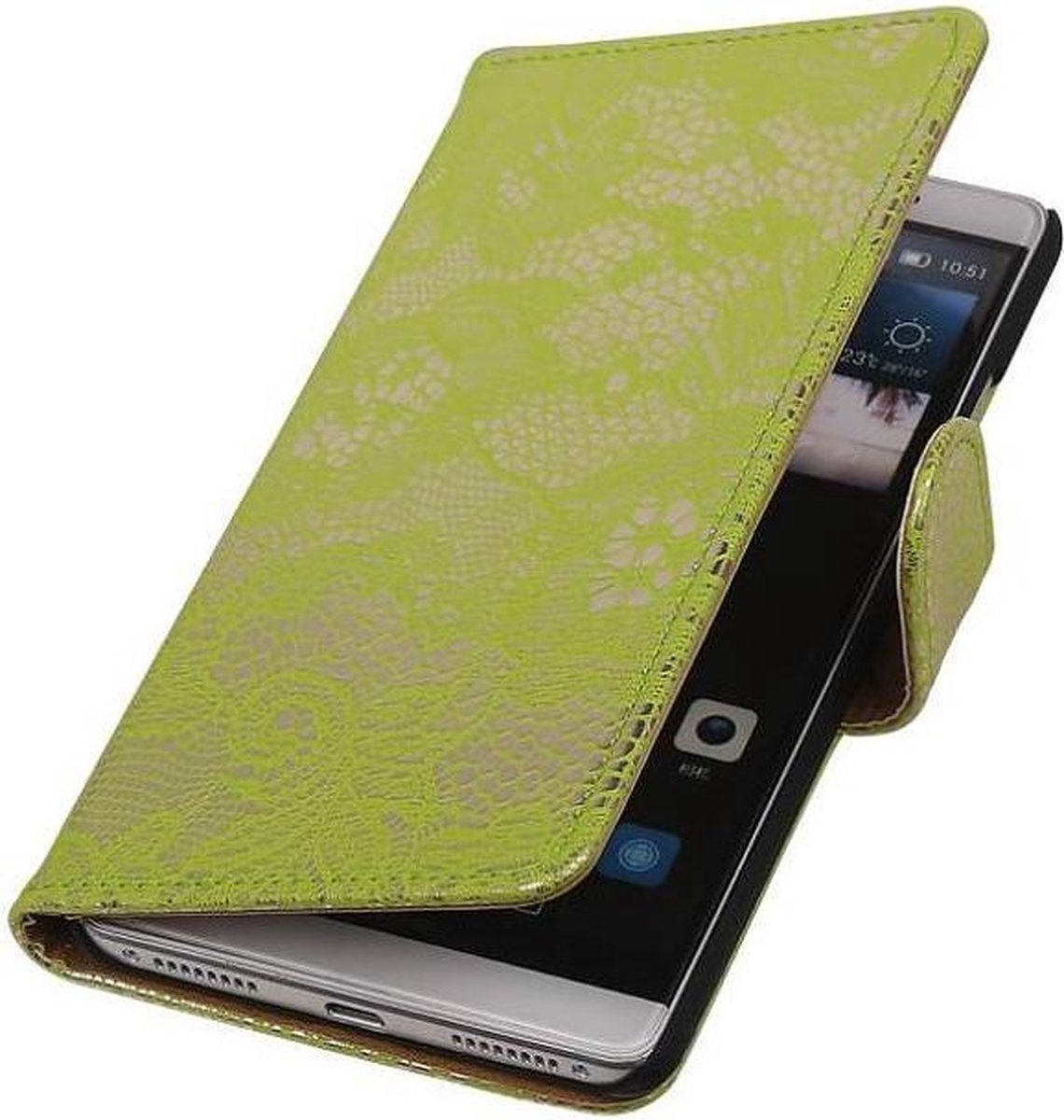 Lace Bookstyle Wallet Case Hoesjes Geschikt voor Huawei Mate S Groen