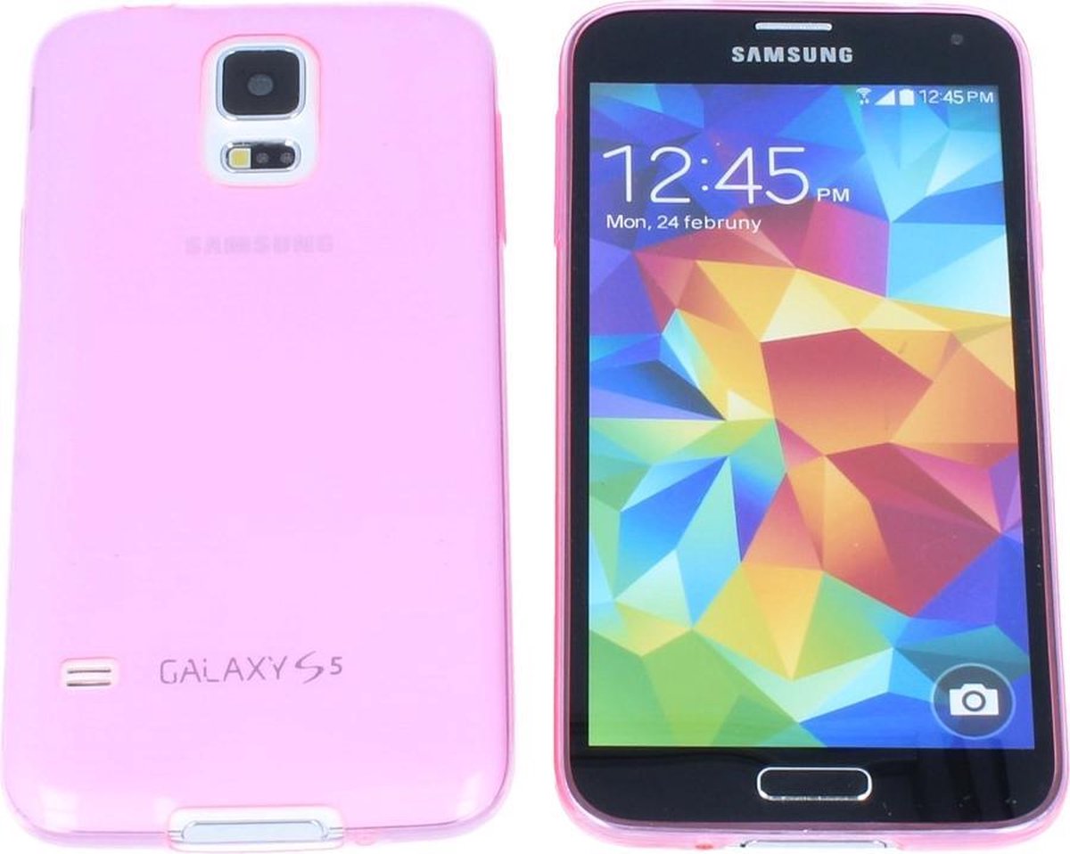 Samsung Galaxy S5 Neo, 0.35mm Ultra Thin Matte Soft Back Skin case Transparant Roze Pink