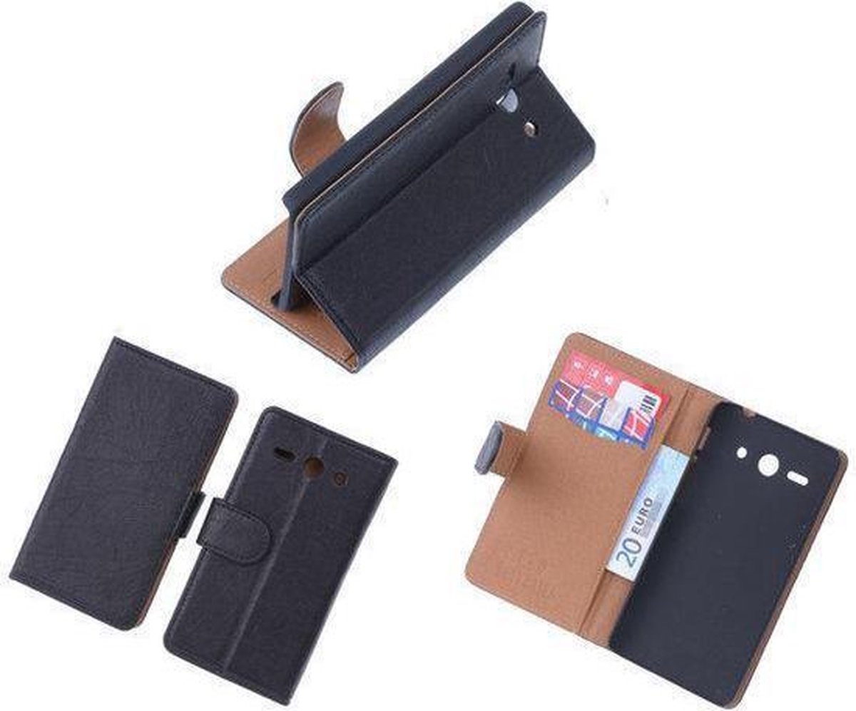 BestCases Zwart Luxe Echt Lederen Booktype Hoesje Huawei Ascend Y530