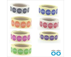 Promotiestickers - Sluitstickers - Etiket - Reclamesticker - 7 soorten percentages - rond 16 mm - 7 rollen à 500 stuks