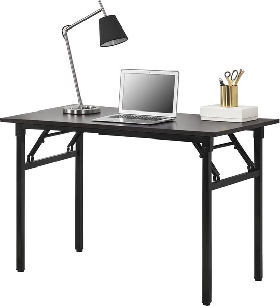 Eettafel bureau 120x60x75 - 76,4 cm opvouwbaar verstelbaar donkerbruin en  zwart | bol.com