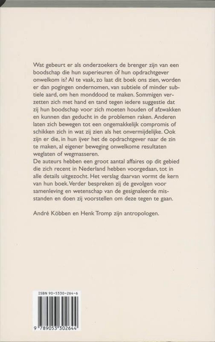 Onwelkome Boodschap - back cover