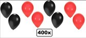 400x Ballonnen rood/zwart - Ballon carnaval festival feest party verjaardag landen helium lucht thema casino