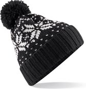 Beechfield Fair Isle Snowstar Beanie Black/White