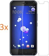 3x HTC U11 - Tempered Glass Screenprotector Transparant 2.5D 9H (Gehard Glas Screen Protector) - (0.3mm)