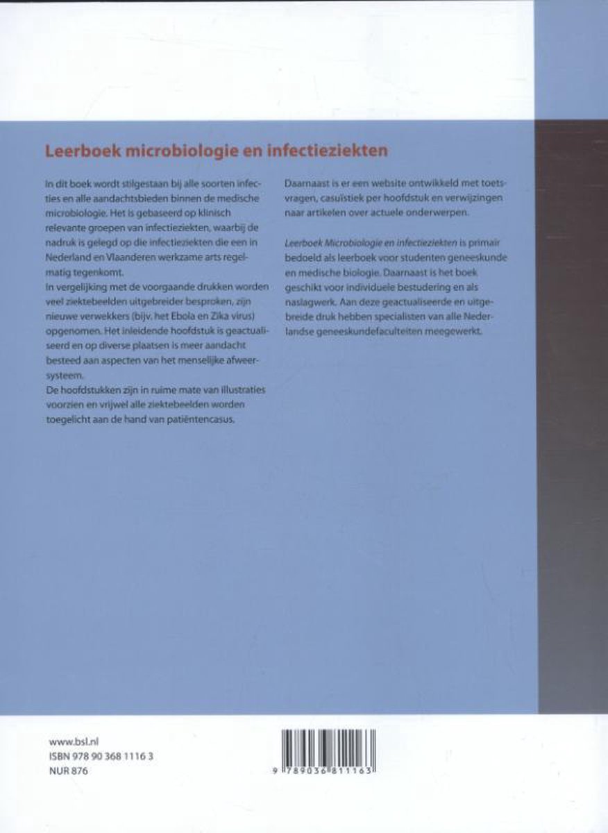 Leerboek microbiologie en infectieziekten - back cover
