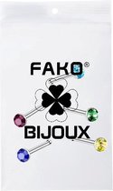 Fako Bijoux® - Neuspiercing - Stud - Staafje Kristal 3mm - Gekleurd - 5 Stuks