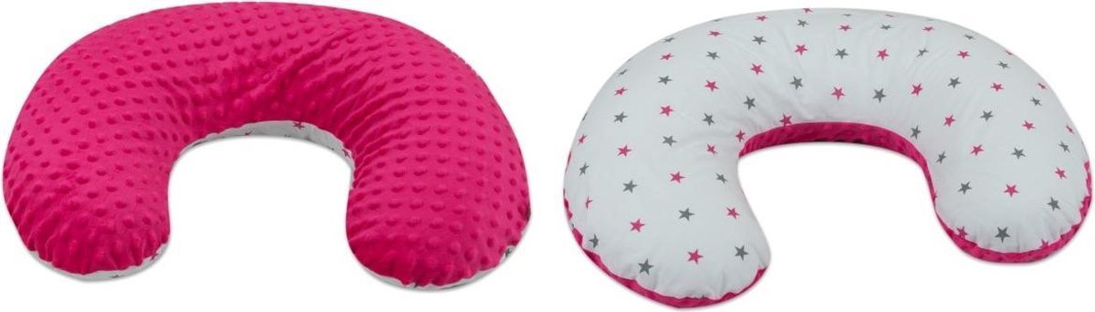 Goedkoopste Voedingskussen - minky dot en sterren - 80 cm - roze wit
