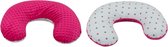 Coussin d'allaitement - Coussin de grossesse - 100% coton - 80 cm - motif étoile rose gris sur blanc - rose