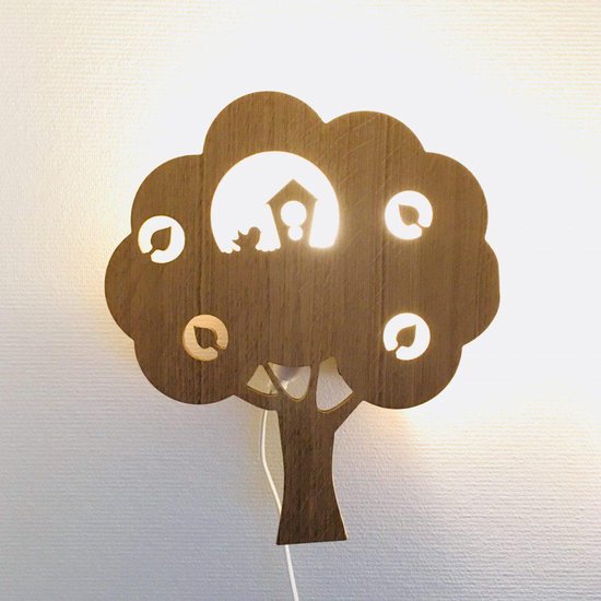 Houten lamp eikenboom - boom lamp van eikenhout voor | bol.com