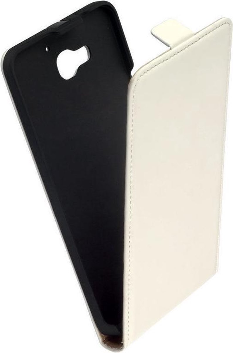 LELYCASE Flip Case Lederen Hoesje Huawei Honor 3X G750 Wit