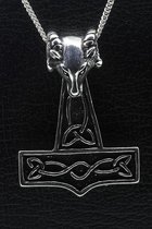 Zilveren Hamer van Thor met Ram ketting hanger - groot