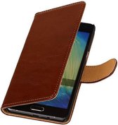 Bruin pu leder bookcase case Telefoonhoesje voor de Samsung Galaxy Fresh Trend Lite