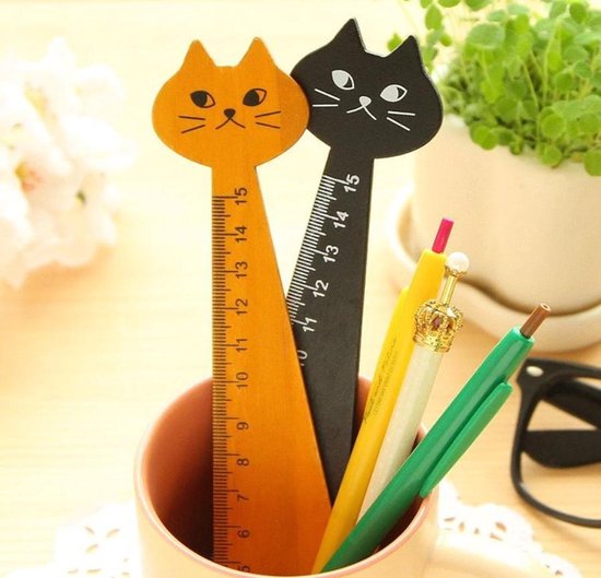 Regle En Bois En Forme De Chat Regle 15 Cm 2 Pieces Bol Com