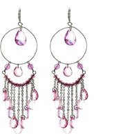 Behave®- Lange Grote Oorbellen Dames - hangers roze kraaltjes