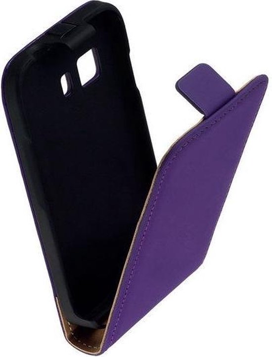 Lederen Paars Samsung Galaxy Young 2 Flip case case Telefoonhoesje