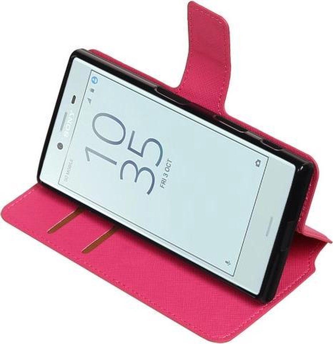 BestCases.nl Roze Sony Xperia X Compact TPU wallet case booktype hoesje HM Book