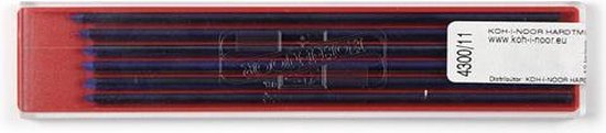 KOH-I-NOOR Coloured Leads for 2mm Diameter 120mm Mechanical Pencil - Blue 4300/11 (4300011004PK).