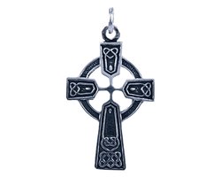 Zilveren Keltisch Kruis ketting hanger - middel