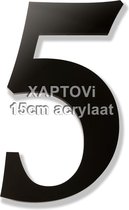 Xaptovi Huisnummer 5 Materiaal: Acrylaat - Hoogte: 15cm - Kleur: Zwart