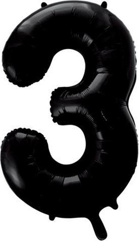 Folie ballon cijfer 3 in het zwart 86 cm