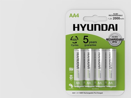 Hyundai - AA Oplaadbare Batterijen - 2000mah - 4 stuks | bol.com