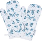 by Sorcia - ovenwanten Delft Blue Insects - 2 stuks - 17x31cm - katoen - designed in Holland