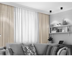 Maroyathome LEMONI - Gordijn - Verduisterend - met Plooiband - kant en klaar - 150 x 260 cm - 150 cm breedte en 260 cm lengte - Chroom Wit - 1 Stuk