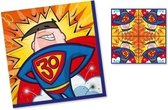 20x Servetten 30 jaar superman geel/blauw/rood 33 x 33 cm - Feest tafeldecoratie servetjes - Verjaardag thema papieren tafeldecoraties