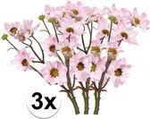 3x licht roze margriet tak 44 cm - kunstbloemen