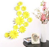 3D Bloemen Geel (12 Stuks) - Muursticker / Muurdecoratie voor Kinderkamer / Babykamer / Woonkamer