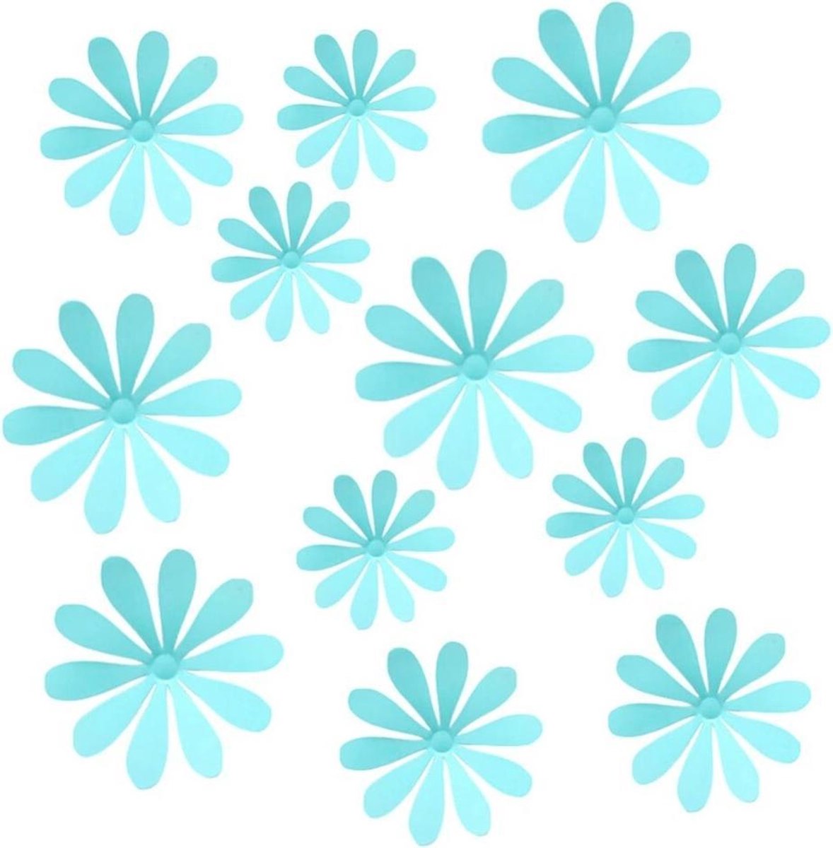 3D Bloemen Lichtblauw (12 Stuks) - Muursticker / Muurdecoratie voor Kinderkamer / Babykamer / Woonkamer