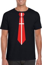 Zwart t-shirt met Denemarken vlag stropdas heren S