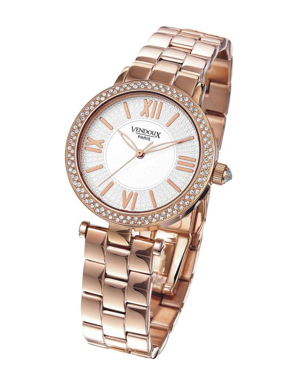 VENDOUX The Royal Rose Gold/White MR24560-02 - Horloge - Dames -  Rosékleurig - Ø 34mm | bol.com
