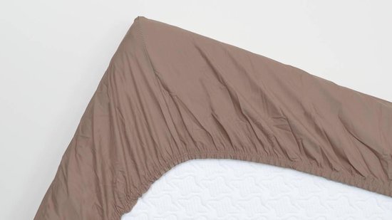 Snoozing - Katoen-satin - Topper - Hoeslaken - Double - 140x220 cm - Taupe