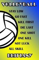 Volleyball Stay Low Go Fast Kill First Die Last One Shot One Kill Not Luck All Skill Brittany