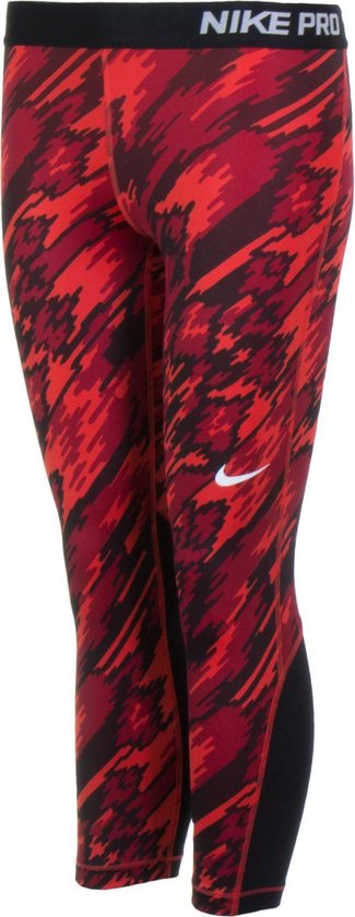 Nike Pro Dri-Fit Capri Dames Loopbroek - Maat M - Vrouwen - rood/zwart |  bol.com