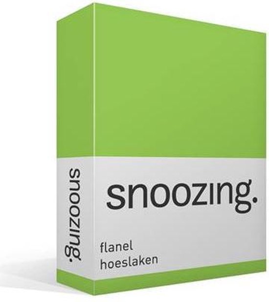 Snoozing - Flanel - Hoeslaken - Eenpersoons - 70x200 cm - Lime
