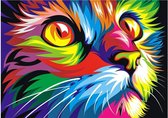 Diamond Painting Gekleurde Kat (35 x 40 cm)
