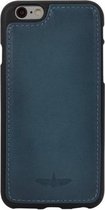 GALATA® Echte Lederen Flex-Jacket TPU back cover voor iPhone 6 / 6S gebrand blauw