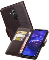 Zakelijke Book Case Telefoonhoesje Geschikt voor de Huawei Mate 20 Lite - Portemonnee Hoesje - Pasjeshouder Wallet Case - Mocca