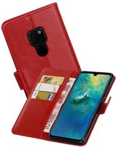 Zakelijke Book Case Telefoonhoesje Geschikt voor de Huawei Mate 20 - Portemonnee Hoesje - Pasjeshouder Wallet Case - Rood