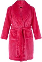 Roze kinderbadjas - fleece - sjaalkraag - badrock - maat (XXL) 164-176