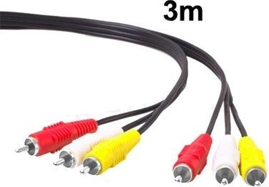 JVY Câble audio de bonne qualité RCA AV, Longueur: 3m