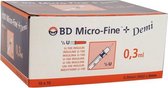 Insulinespuit BD Microfine 0,3ml U100 + naald 0,30mm (30G) x 8mm