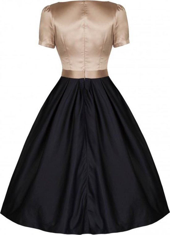 Gina lange jurk met strik goud/zwart - Vintage, 50's, Rockabilly, retro -  XS/NL34 -... 
