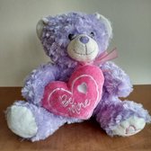    ZITTENDE ZIJDEZACHTE PAARSE KNUFFELBEER - BE MINE - 28 CM