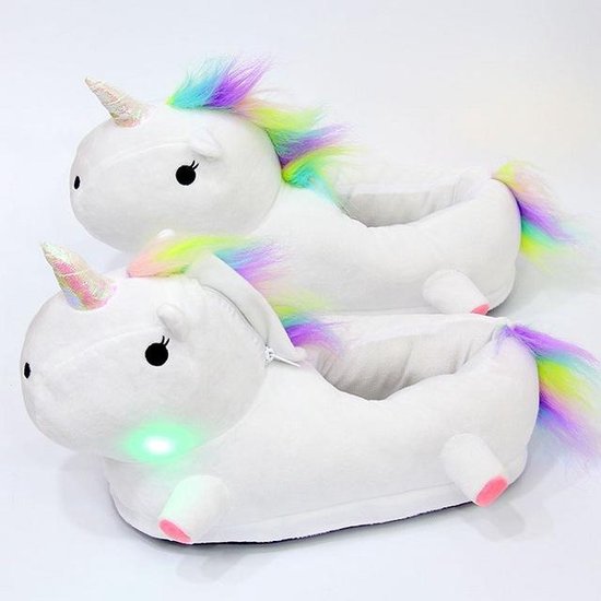 Economie Verplaatsbaar rand Starszoo Unicorn pantoffels met led licht | Wit | maat 38 | bol.com