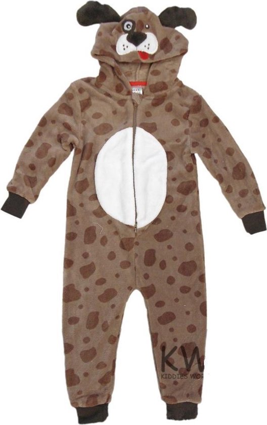 Puppy onesie maat 146/152 bruin